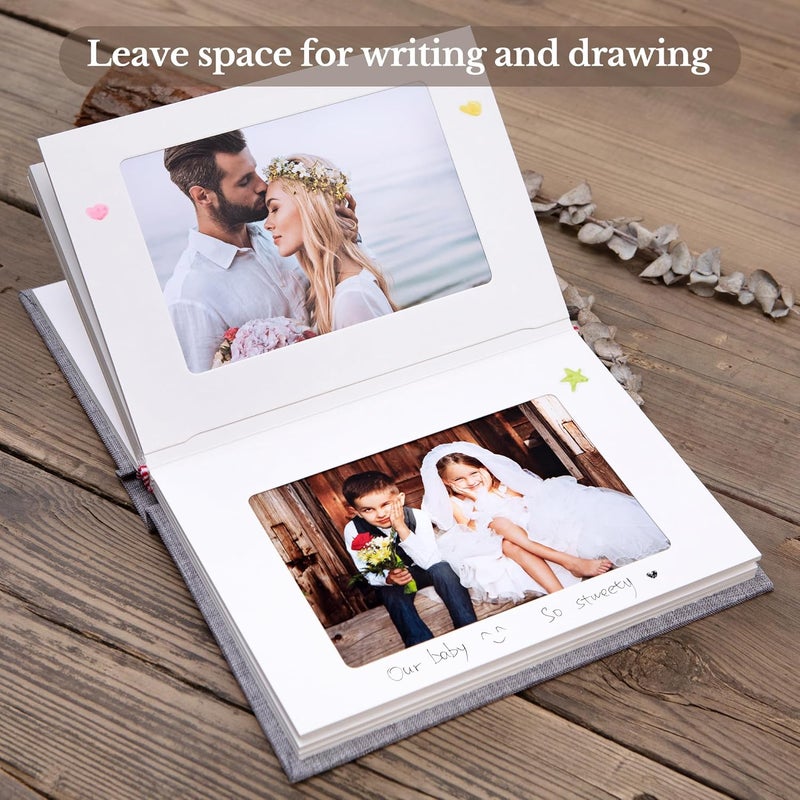 Pssoss Small 4x6 Photo Album with Writing Space Holds 30 Photos Ideal for Wedding Theme-Album and Baby Photo Album (Beige) - Image 4